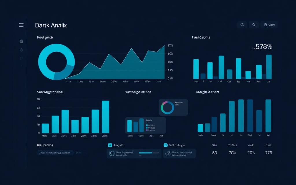 Financial analytics visualization with trend lines comparing fuel price indices and surcharges