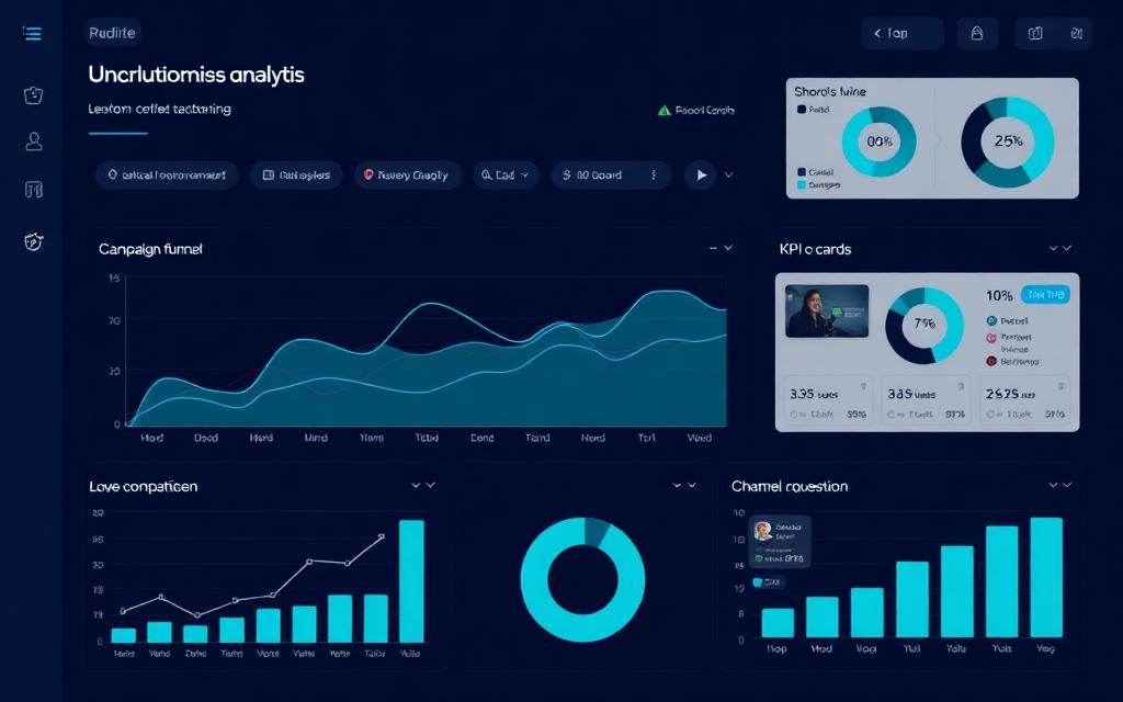 Marketing analytics visualization with a conversion funnel and campaign performance bar charts